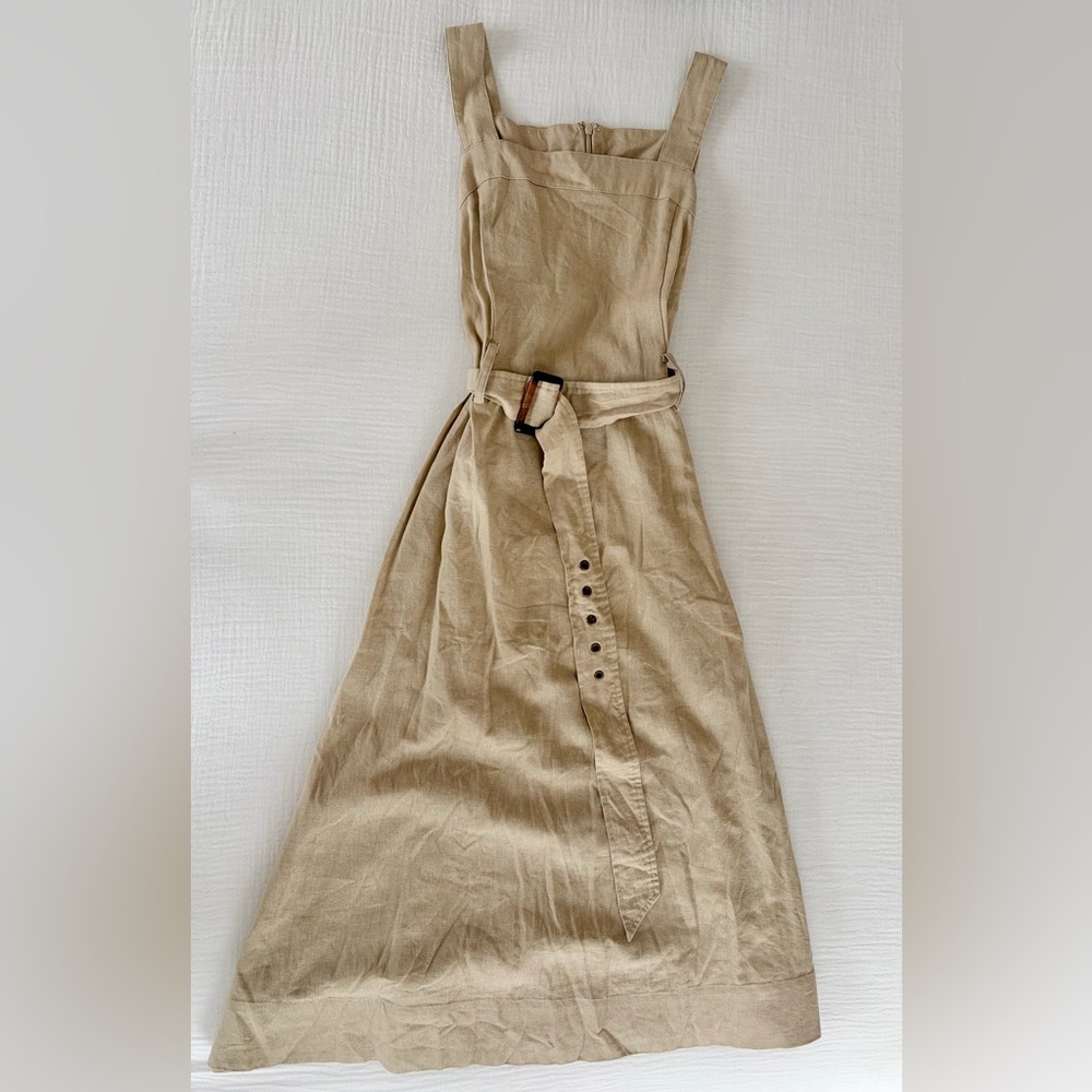 Nicole Miller Beige Belted Maxi Dress